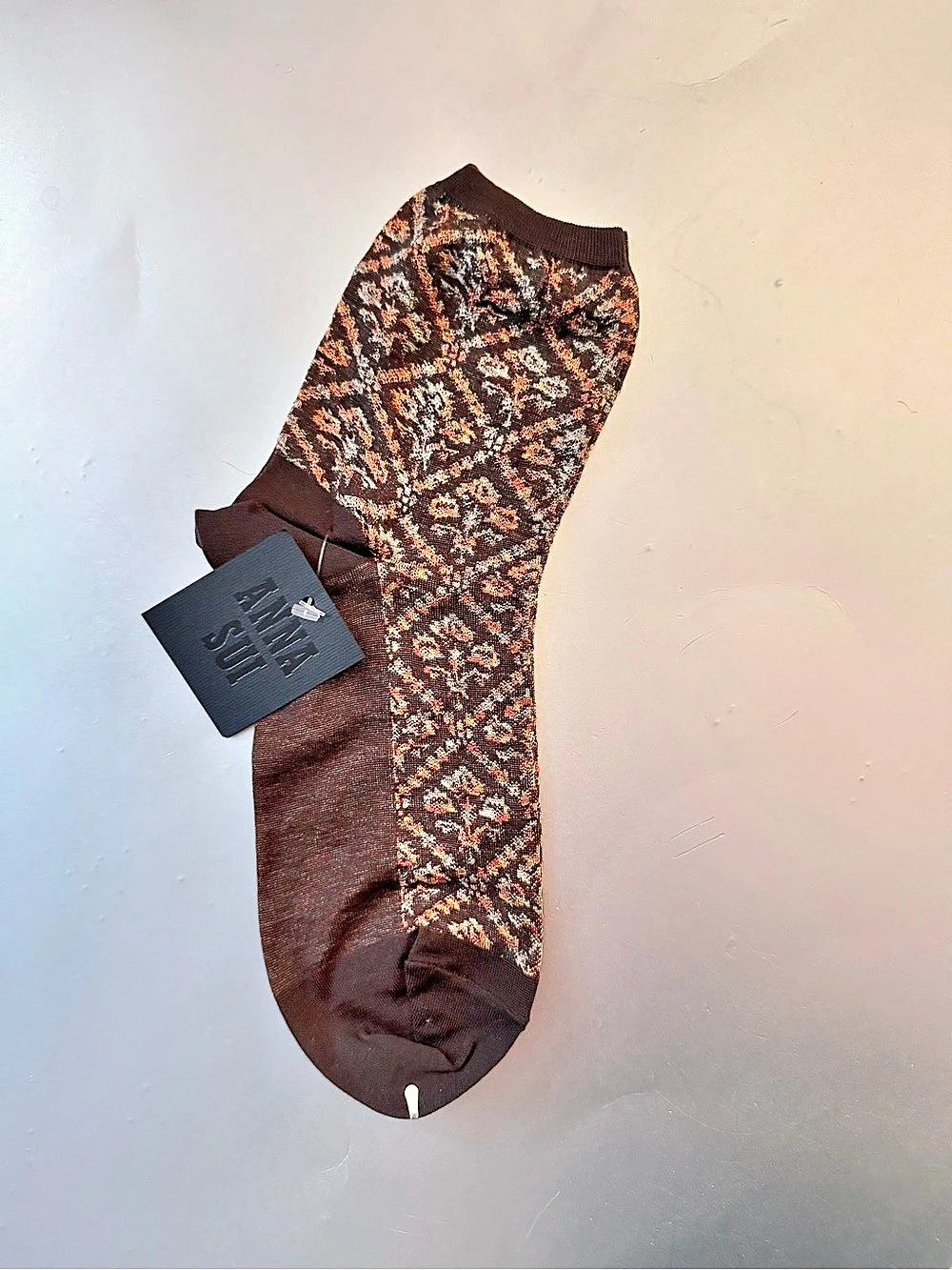 Anna Sui Paisley Socks in Brown & Orange NWT